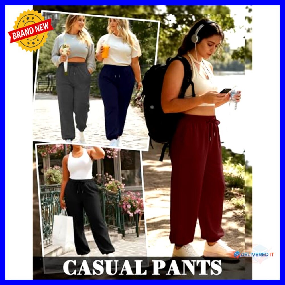 Plus Size Sweatpants 4 Pack Drawstring Joggers At… - image 2